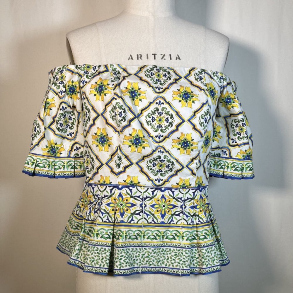 Antonio Melani Kira Majolica Dolce & Gabbana Inspired Off Shoulder Top Size 14 - Picture 1 of 6